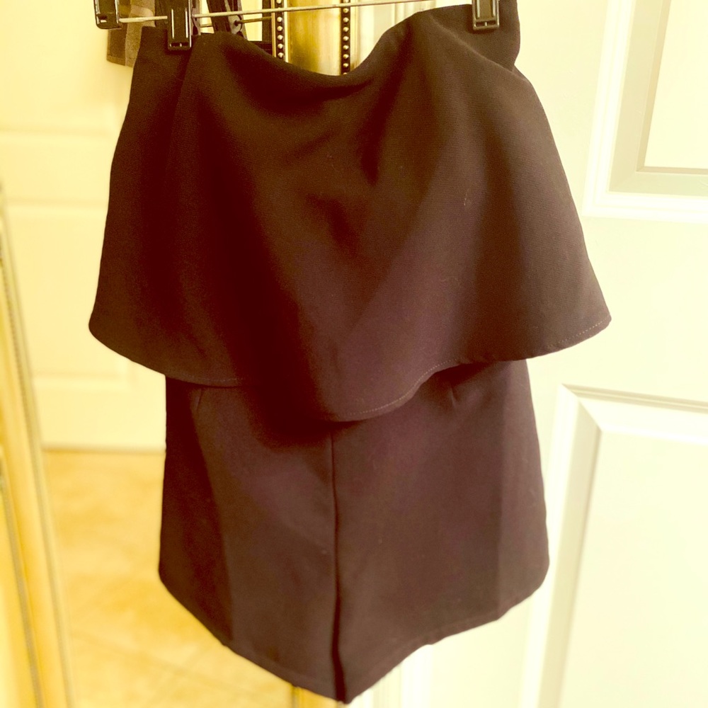 Black strapless romper